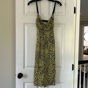 Sun Becomes Her Green Leopard Animal Print Cutout Dress Size 2